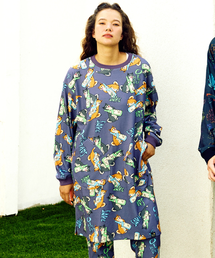 go slow caravan(ゴースローキャラバン) |寝るまで気持ちいい総柄スムースワンピース (WOMENS)