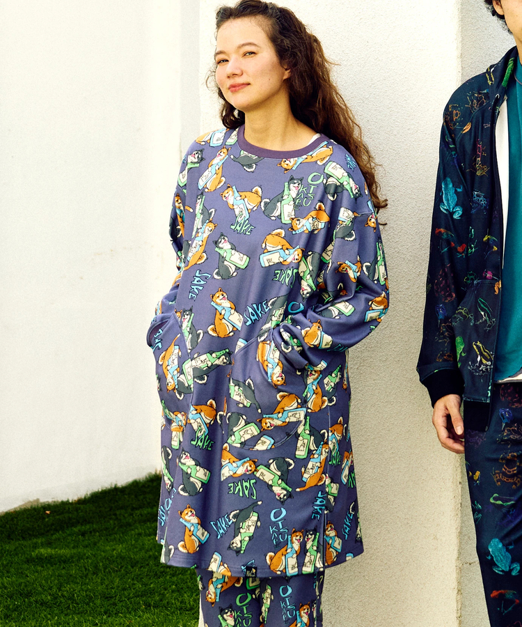 go slow caravan(ゴースローキャラバン) |寝るまで気持ちいい総柄スムースワンピース (WOMENS)