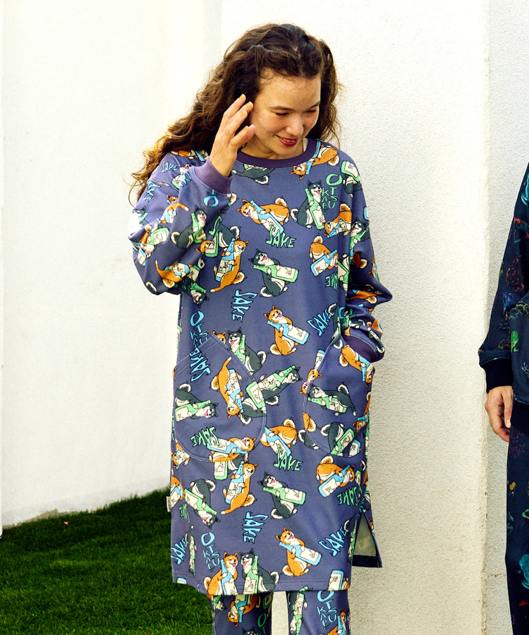 go slow caravan(ゴースローキャラバン) |寝るまで気持ちいい総柄スムースワンピース (WOMENS)