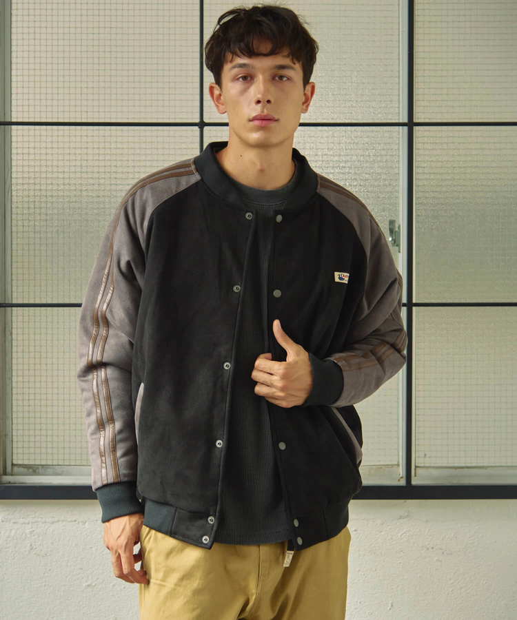 go slow caravan(ゴースローキャラバン) |DUCKSTER/ダックスター スエード/レザー調コンビ スタジアムジャケット (MENS)