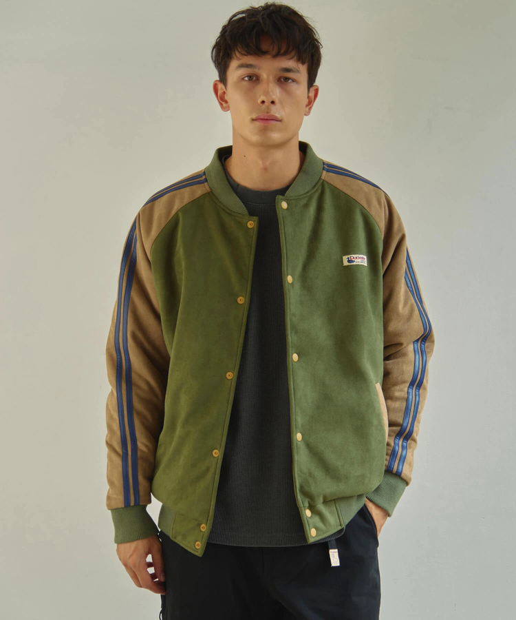 go slow caravan(ゴースローキャラバン) |DUCKSTER/ダックスター スエード/レザー調コンビ スタジアムジャケット (MENS)