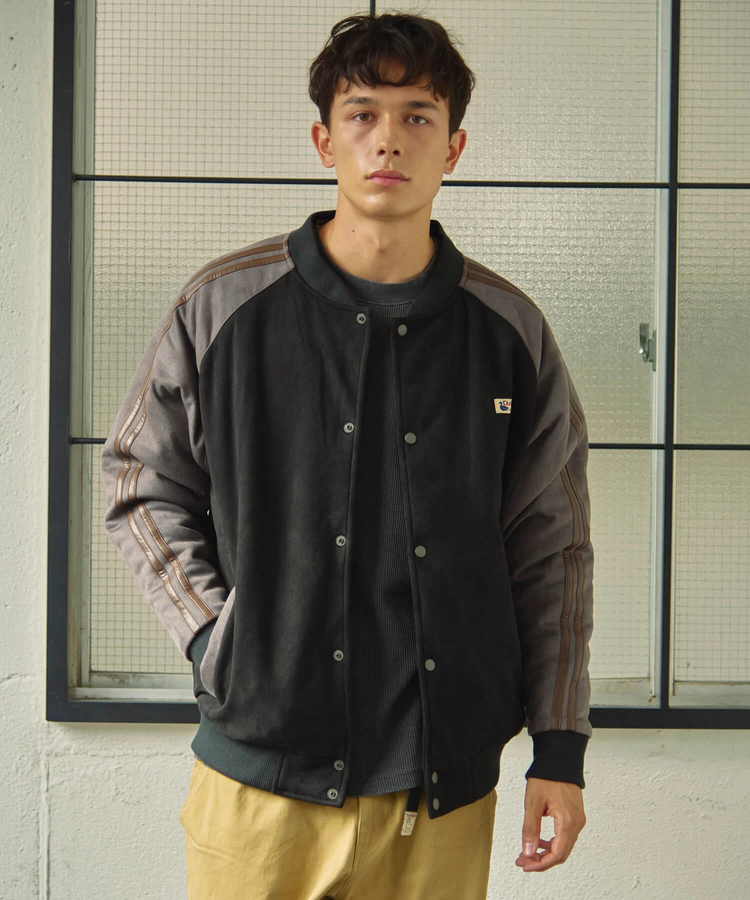 go slow caravan(ゴースローキャラバン) |DUCKSTER/ダックスター スエード/レザー調コンビ スタジアムジャケット (MENS)
