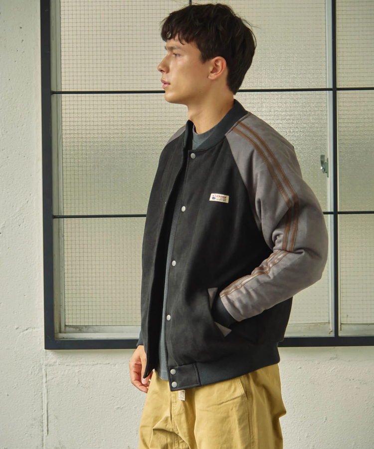 go slow caravan(ゴースローキャラバン) |DUCKSTER/ダックスター スエード/レザー調コンビ スタジアムジャケット (MENS)