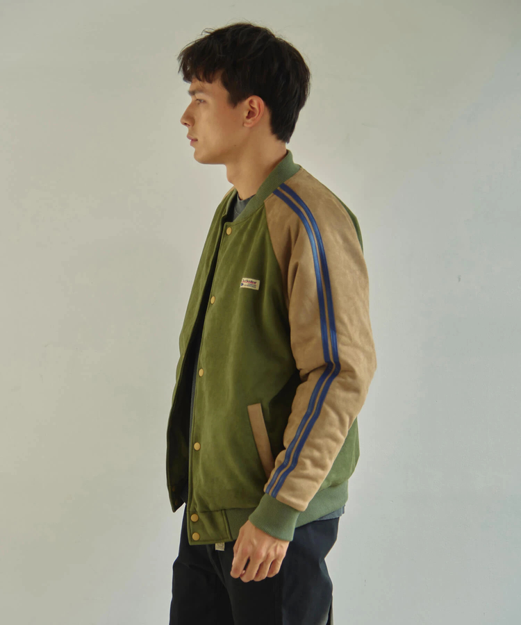 go slow caravan(ゴースローキャラバン) |DUCKSTER/ダックスター スエード/レザー調コンビ スタジアムジャケット (MENS)
