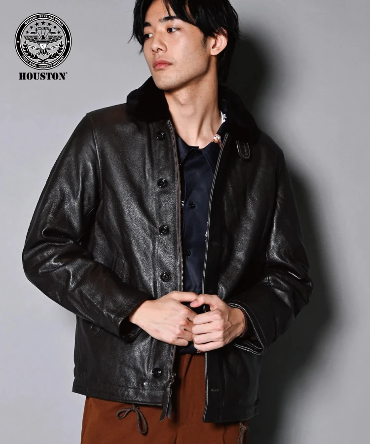 HOUSTON/ヒューストン N-1 DECK LEATHER JACKET｜ファッション通販 ...