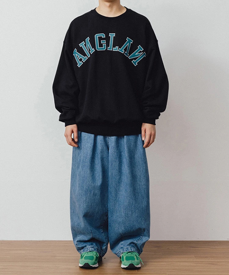 ANGLAN / アングラン-Applique Big Logo Sweat Shirt