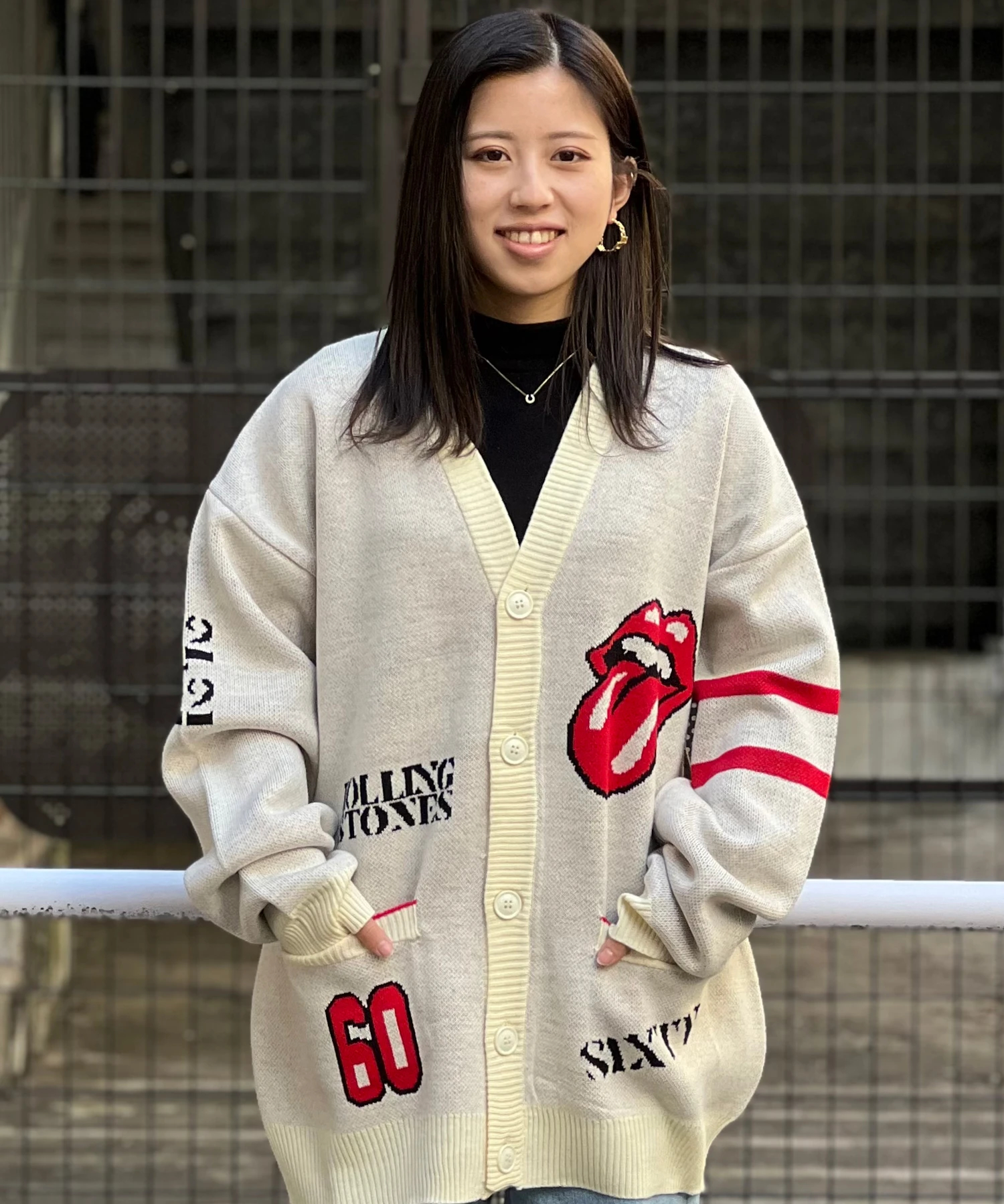 激安価格の ROLLING STONES X JACKROSE ジャガードニットカーディガン