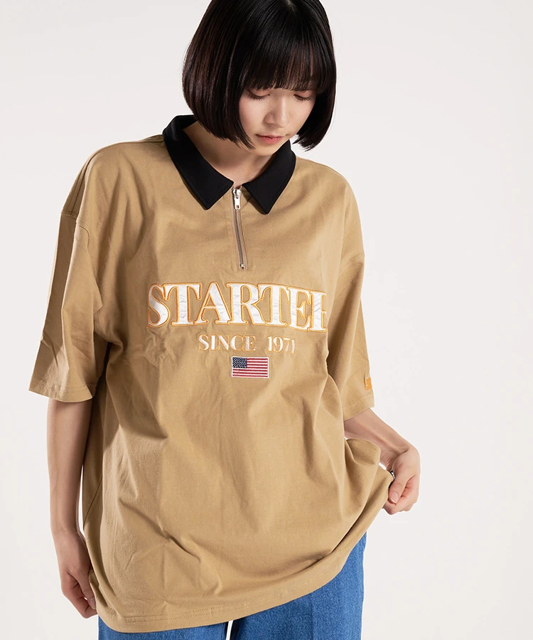 STARTER / スターター ハーフジップ衿配色 半袖Tシャツ｜ファッション