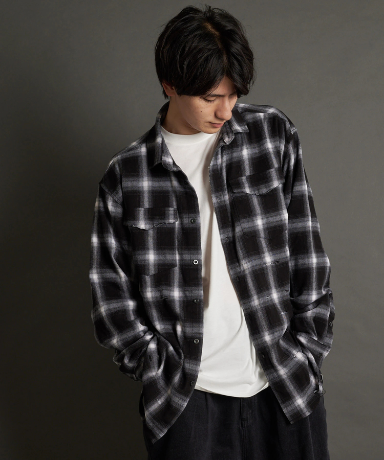 JACKROSE(ジャックローズ) |JE-OMBRE CHECK DAMAGE LS SHIRT