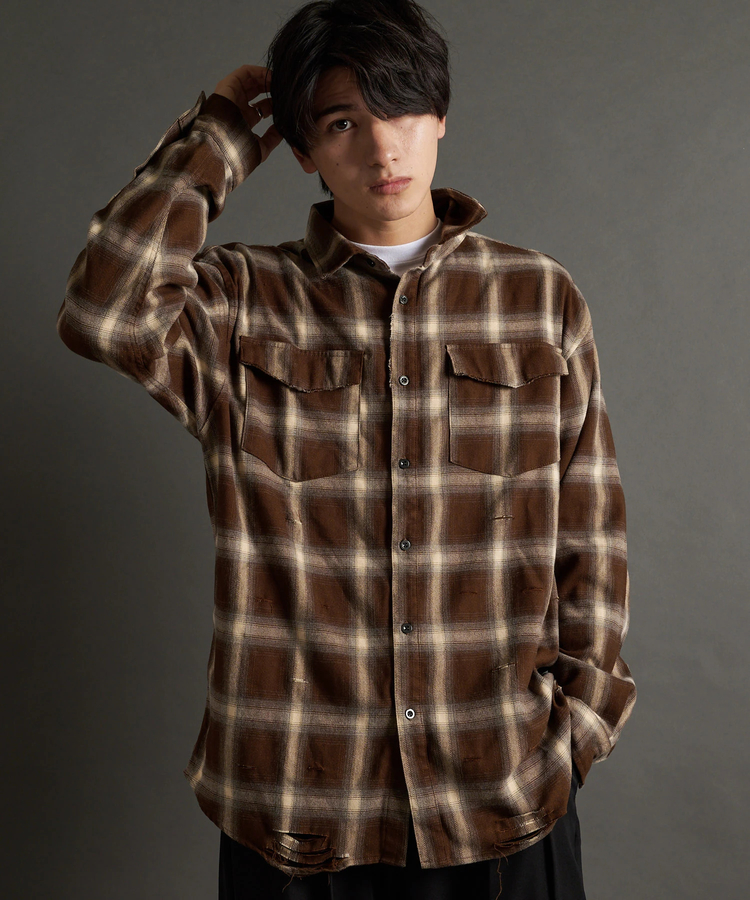 JACKROSE(ジャックローズ) |JE-OMBRE CHECK DAMAGE LS SHIRT