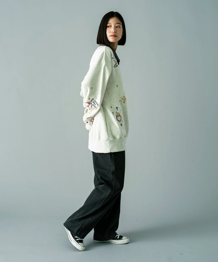JE-DENIM襟 刺繍HALFZIP SWEAT｜ファッション通販 SANKO BAZAAR