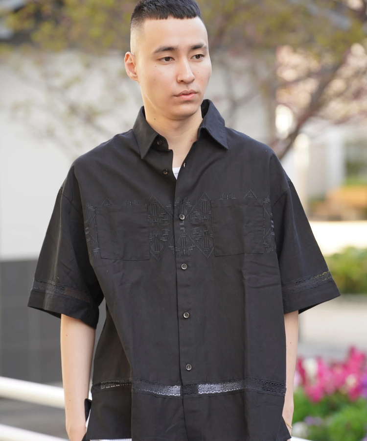 JACKROSE(ジャックローズ) |JE-LINEN 刺繍 RACE TAPE S/S SHIRT *セットアップ対応(MENS)