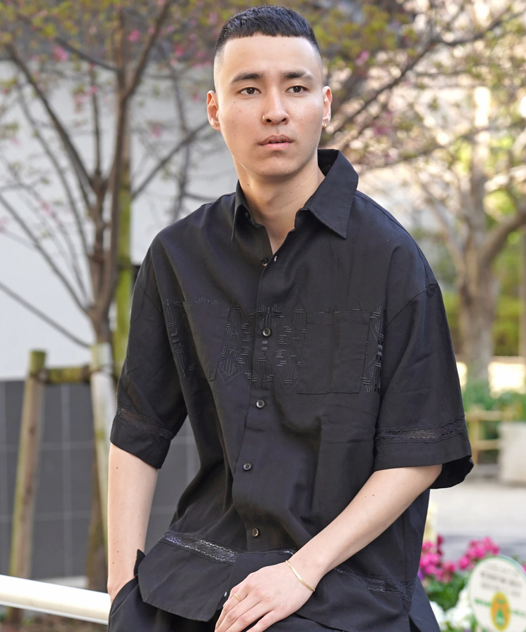 JACKROSE(ジャックローズ) |JE-LINEN 刺繍 RACE TAPE S/S SHIRT *セットアップ対応(MENS)