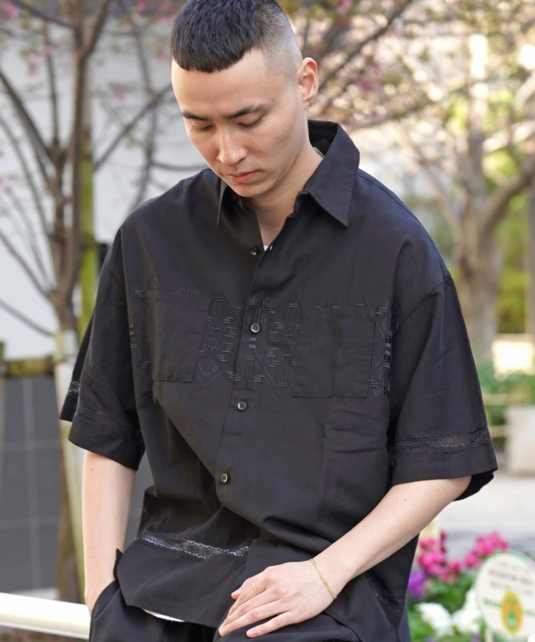 JACKROSE(ジャックローズ) |JE-LINEN 刺繍 RACE TAPE S/S SHIRT *セットアップ対応(MENS)