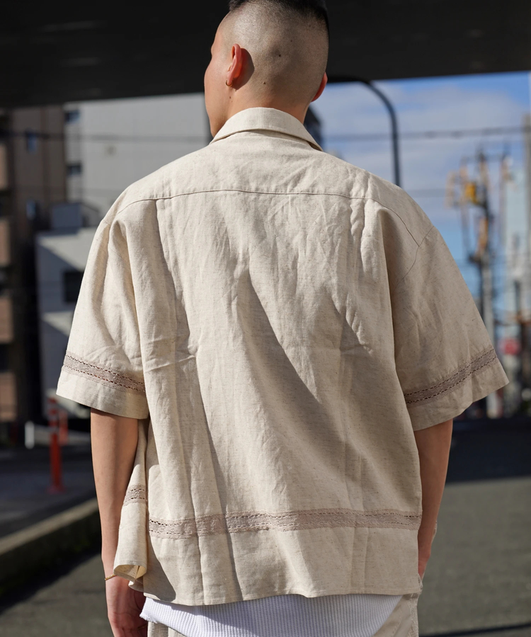 JACKROSE(ジャックローズ) |JE-LINEN 刺繍 RACE TAPE S/S SHIRT *セットアップ対応(MENS)