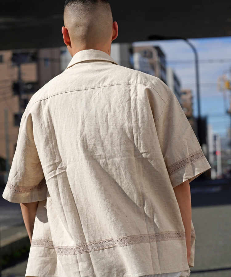 JACKROSE(ジャックローズ) |JE-LINEN 刺繍 RACE TAPE S/S SHIRT *セットアップ対応(MENS)