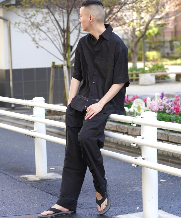 JACKROSE(ジャックローズ) |JE-LINEN 刺繍 RACE TAPE S/S SHIRT *セットアップ対応(MENS)
