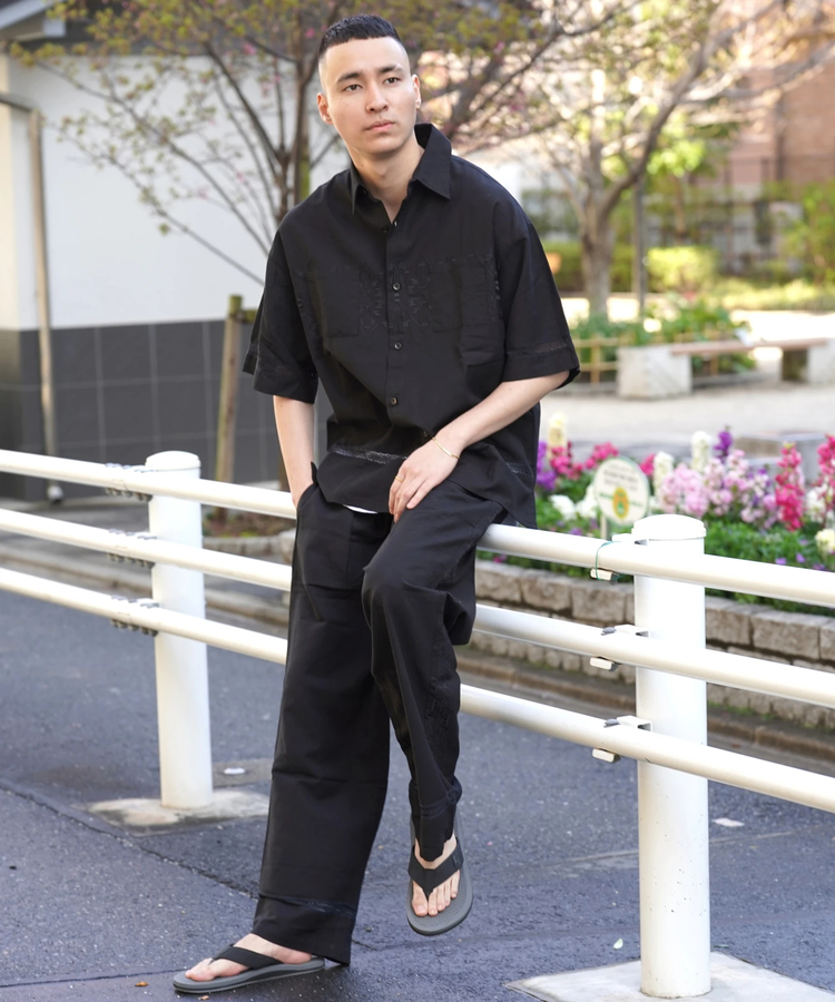 JACKROSE(ジャックローズ) |JE-LINEN 刺繍 RACE TAPE S/S SHIRT *セットアップ対応(MENS)