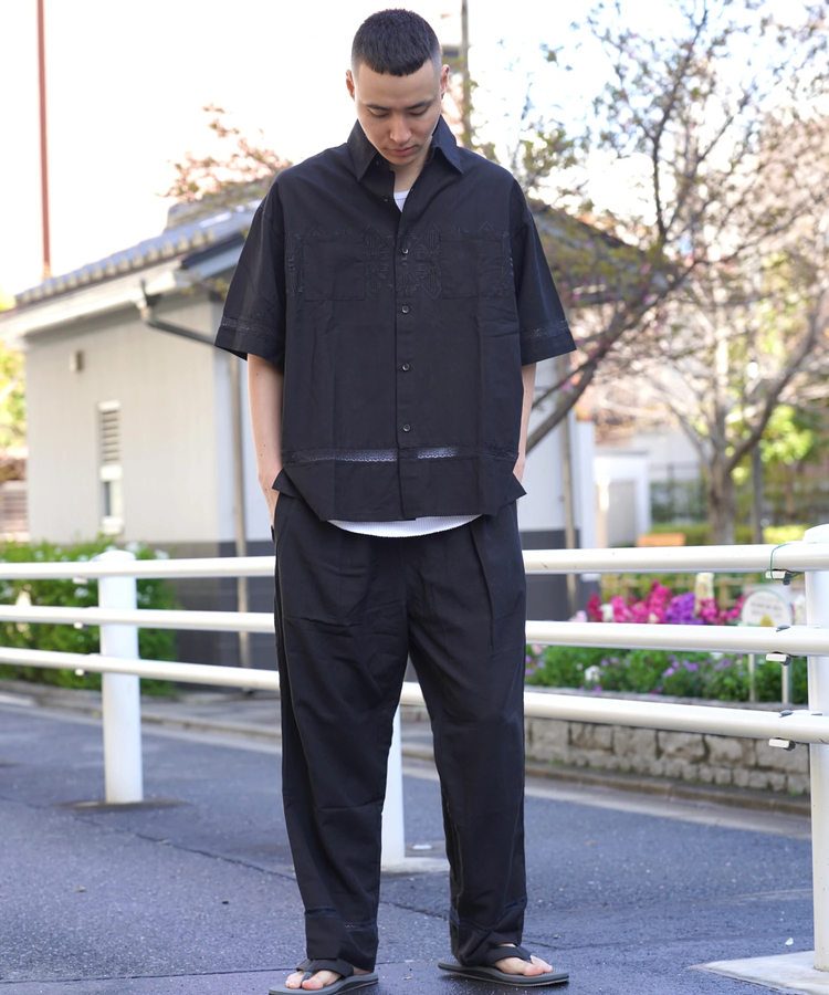 JACKROSE(ジャックローズ) |JE-LINEN 刺繍 RACE TAPE S/S SHIRT *セットアップ対応(MENS)