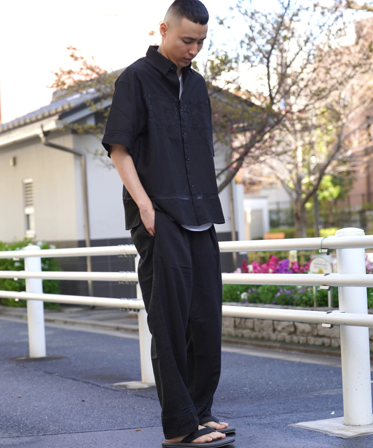 JACKROSE(ジャックローズ) |JE-LINEN 刺繍 RACE TAPE S/S SHIRT *セットアップ対応(MENS)
