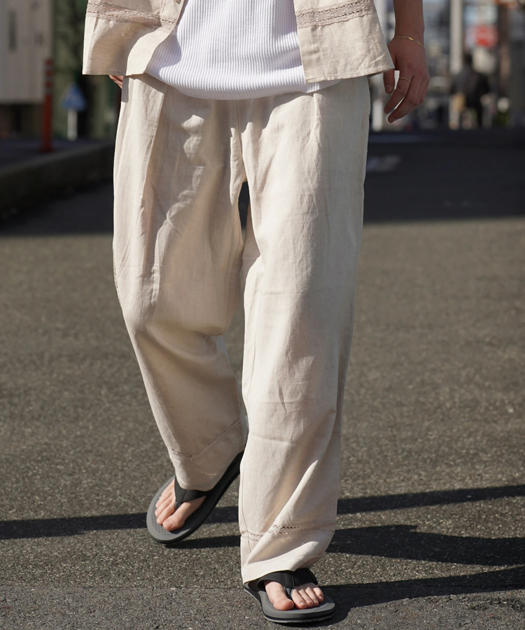 JACKROSE(ジャックローズ) |JE-LINEN 刺繍 RACE TAPE LINE PANTS *セットアップ対応(MENS)