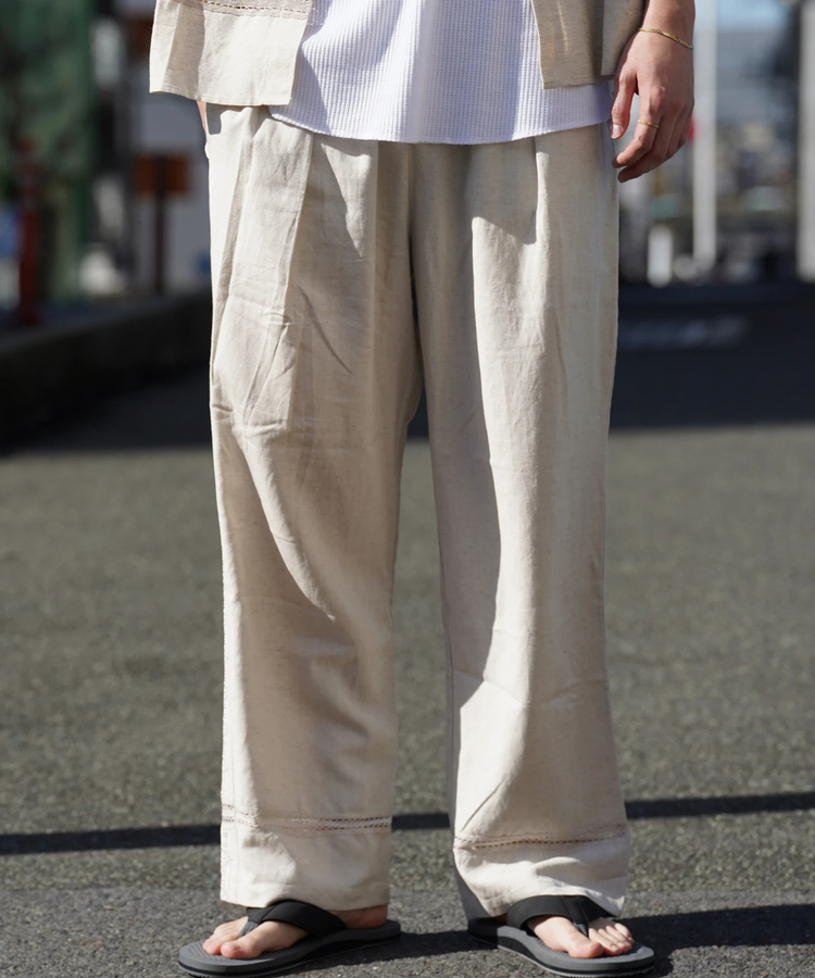 JACKROSE(ジャックローズ) |JE-LINEN 刺繍 RACE TAPE LINE PANTS *セットアップ対応(MENS)