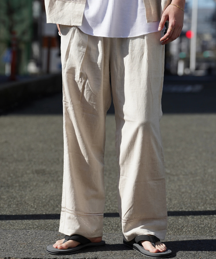 JACKROSE(ジャックローズ) |JE-LINEN 刺繍 RACE TAPE LINE PANTS *セットアップ対応(MENS)