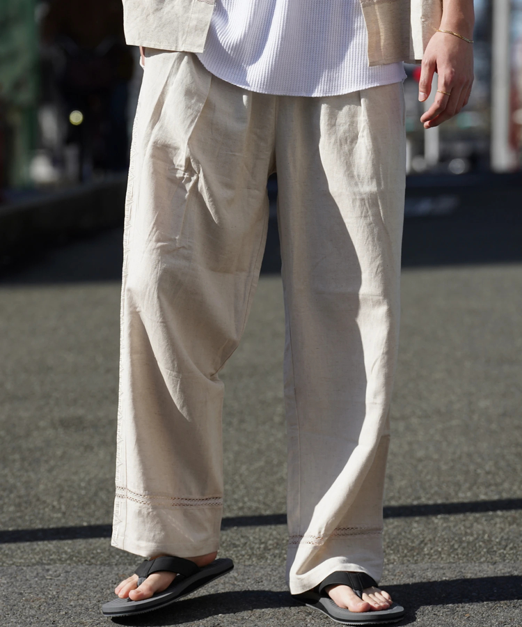 JACKROSE(ジャックローズ) |JE-LINEN 刺繍 RACE TAPE LINE PANTS *セットアップ対応(MENS)