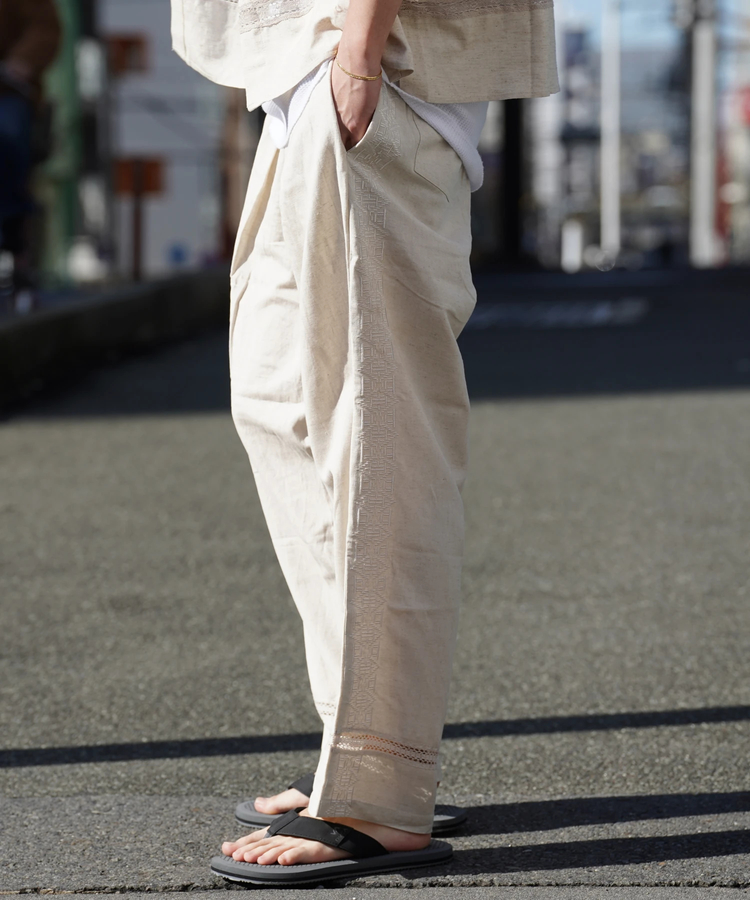 JACKROSE(ジャックローズ) |JE-LINEN 刺繍 RACE TAPE LINE PANTS *セットアップ対応(MENS)