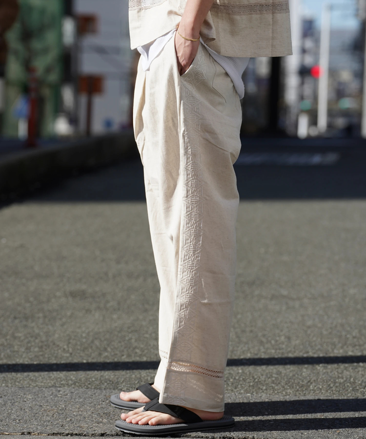 JACKROSE(ジャックローズ) |JE-LINEN 刺繍 RACE TAPE LINE PANTS *セットアップ対応(MENS)