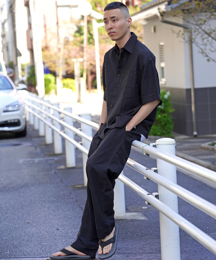 JACKROSE(ジャックローズ) |JE-LINEN 刺繍 RACE TAPE LINE PANTS *セットアップ対応(MENS)