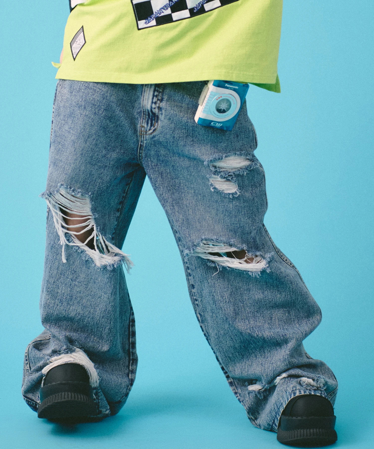 GALFY】Gロゴぼろぼろバギーデニム | OUR BRAND,GALFY