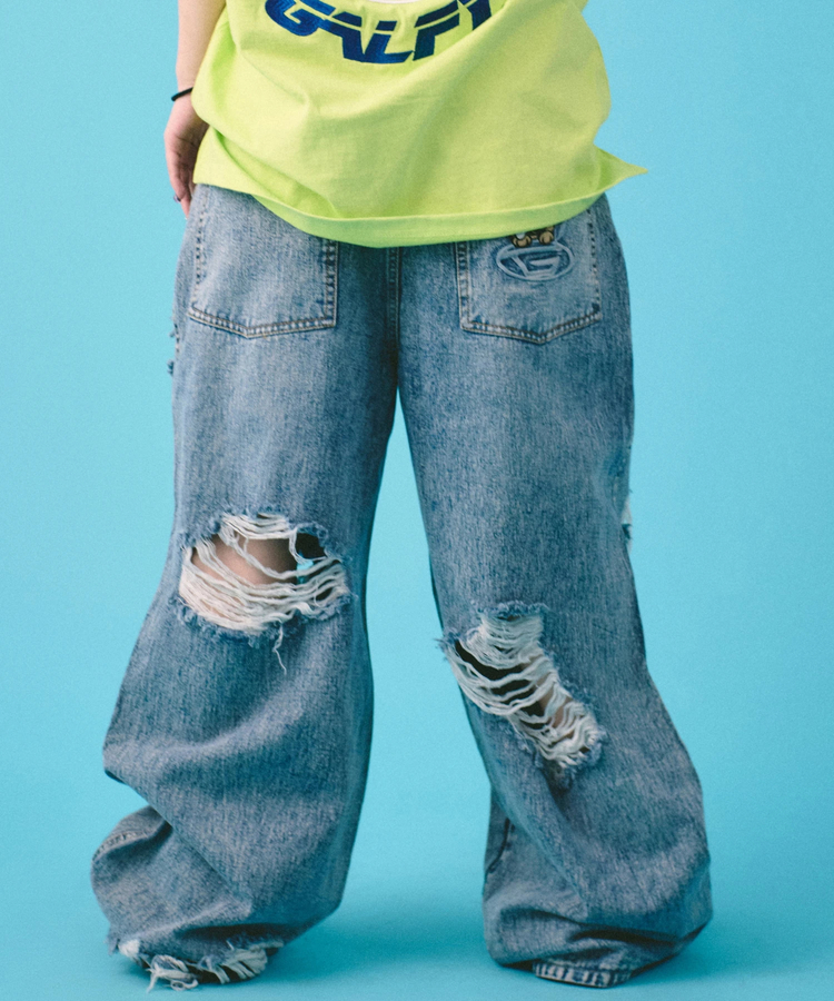 JACKROSE(ジャックローズ) |GALFY/ガルフィー G ロゴぼろぼろバギーデニム(MENS)