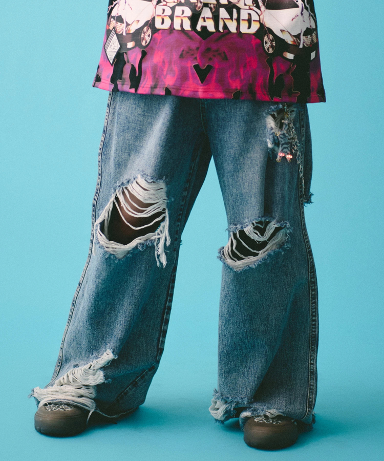 JACKROSE(ジャックローズ) |GALFY/ガルフィー G ロゴぼろぼろバギーデニム(MENS)
