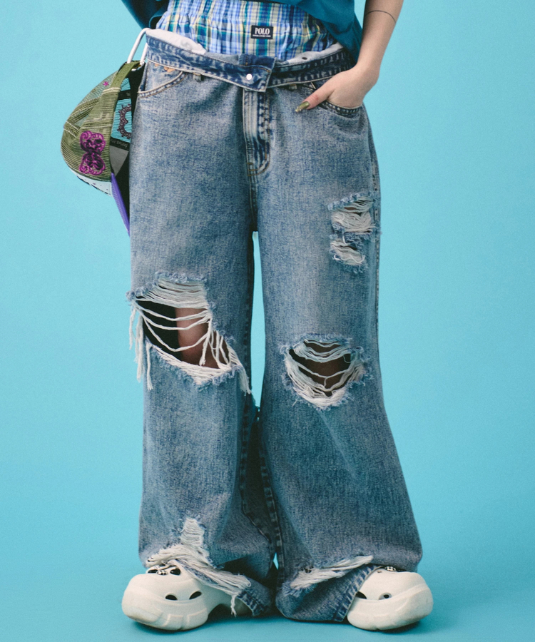 JACKROSE(ジャックローズ) |GALFY/ガルフィー G ロゴぼろぼろバギーデニム(MENS)