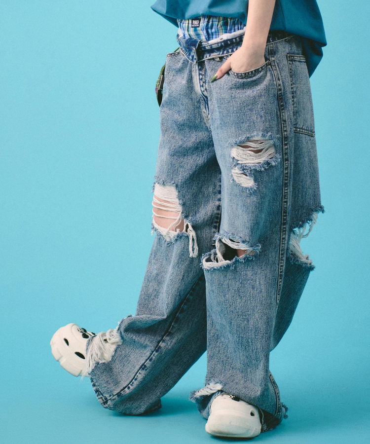 JACKROSE(ジャックローズ) |GALFY/ガルフィー G ロゴぼろぼろバギーデニム(MENS)
