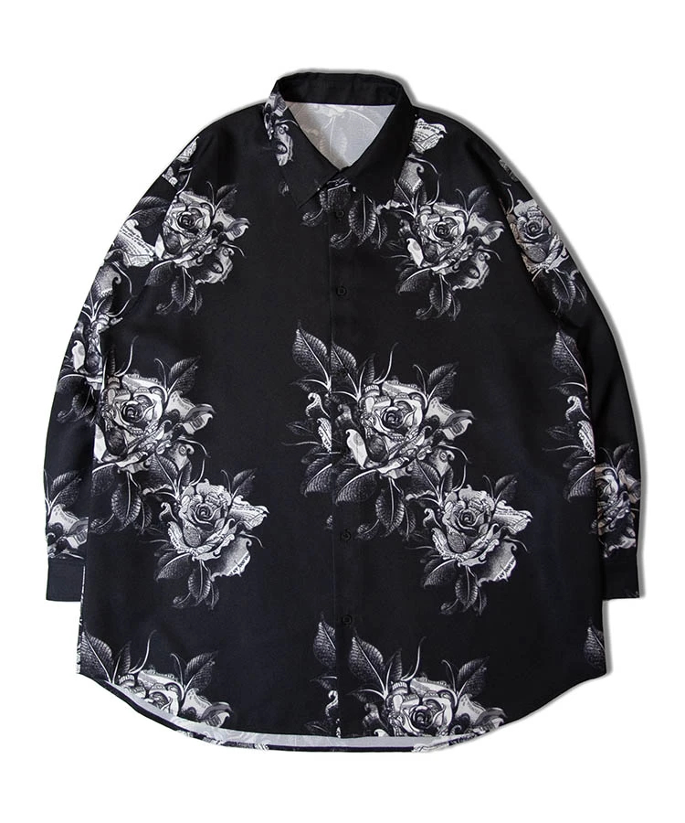 JACKROSE(ジャックローズ) |LV ジョーゼットローズ総柄とろみLSシャツ(MENS)