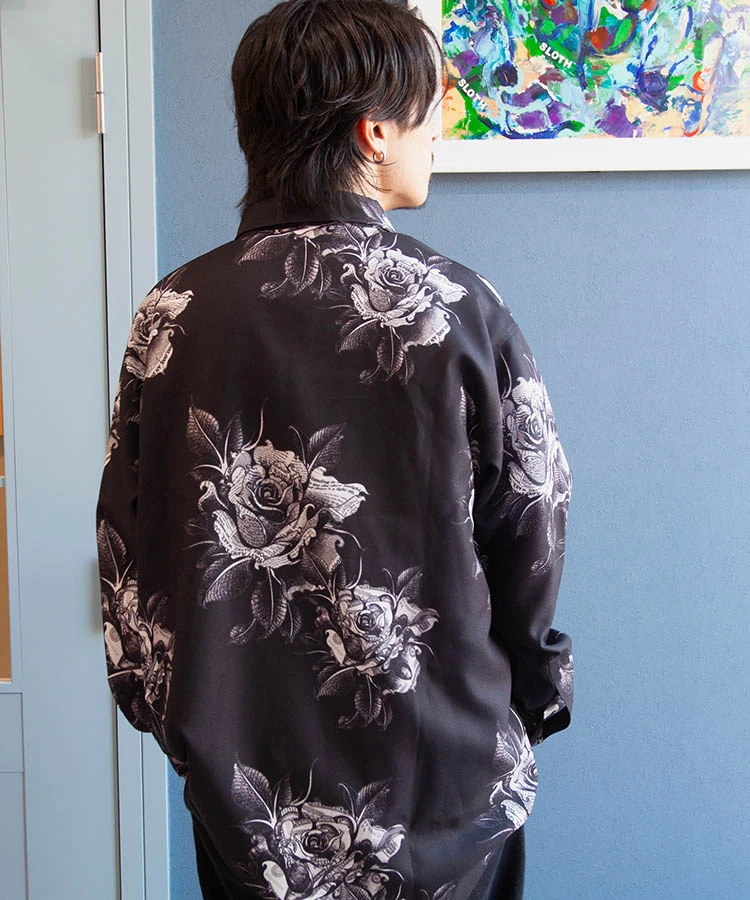 JACKROSE(ジャックローズ) |LV ジョーゼットローズ総柄とろみLSシャツ(MENS)