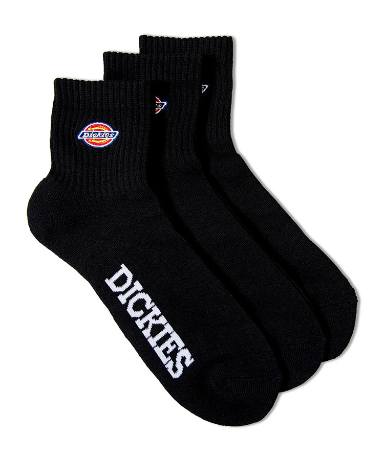 DICKIES/ディッキーズ ロゴ刺繍底パイル クォーターソックス 3P
