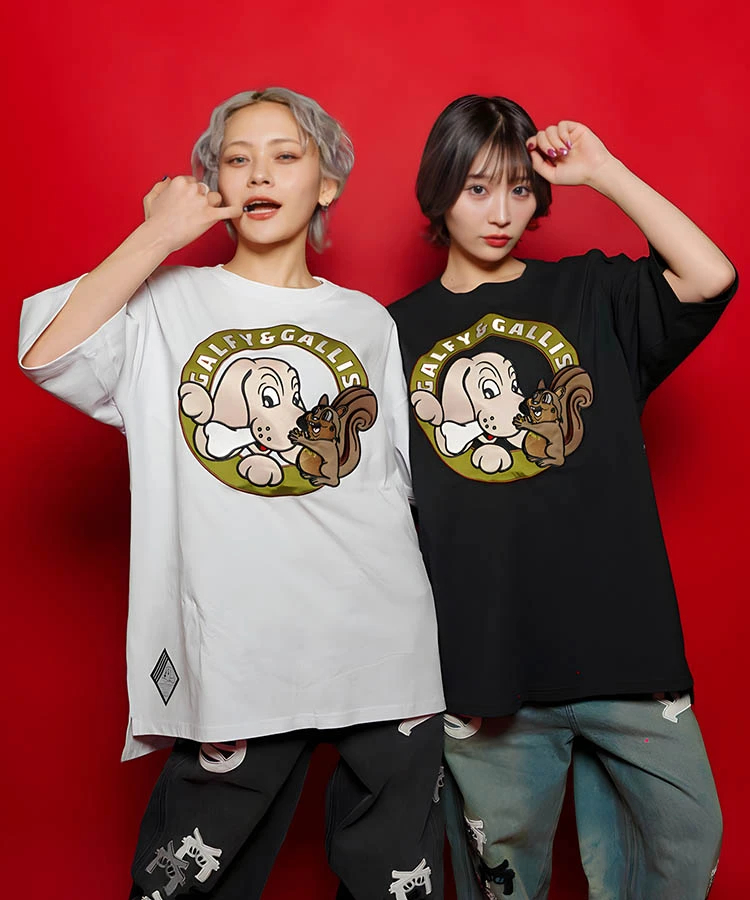 JACKROSE(ジャックローズ) |【GALFY×GALLIS ADDICTION】犬とリス仲良し半袖Tee(MENS)