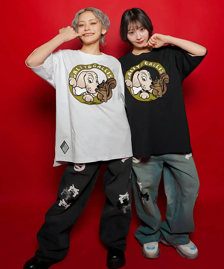 JACKROSE(ジャックローズ) |【GALFY×GALLIS ADDICTION】犬とリス仲良し半袖Tee(MENS)