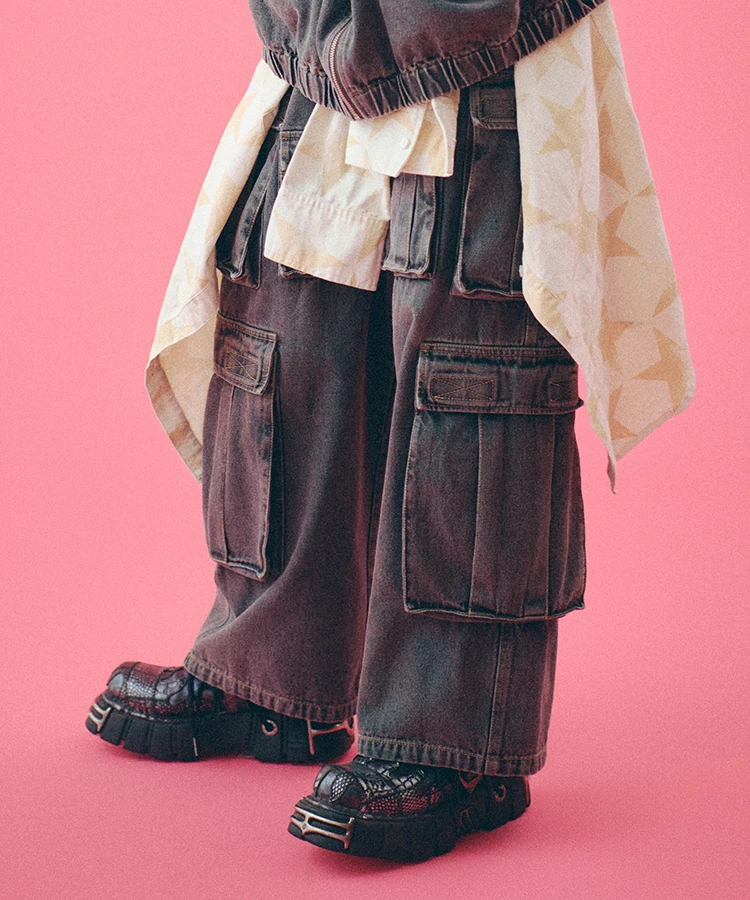JACKROSE(ジャックローズ) |GALFY/ガルフィー ダーティーデニムワイドカーゴ *セットアップ対応(MENS)