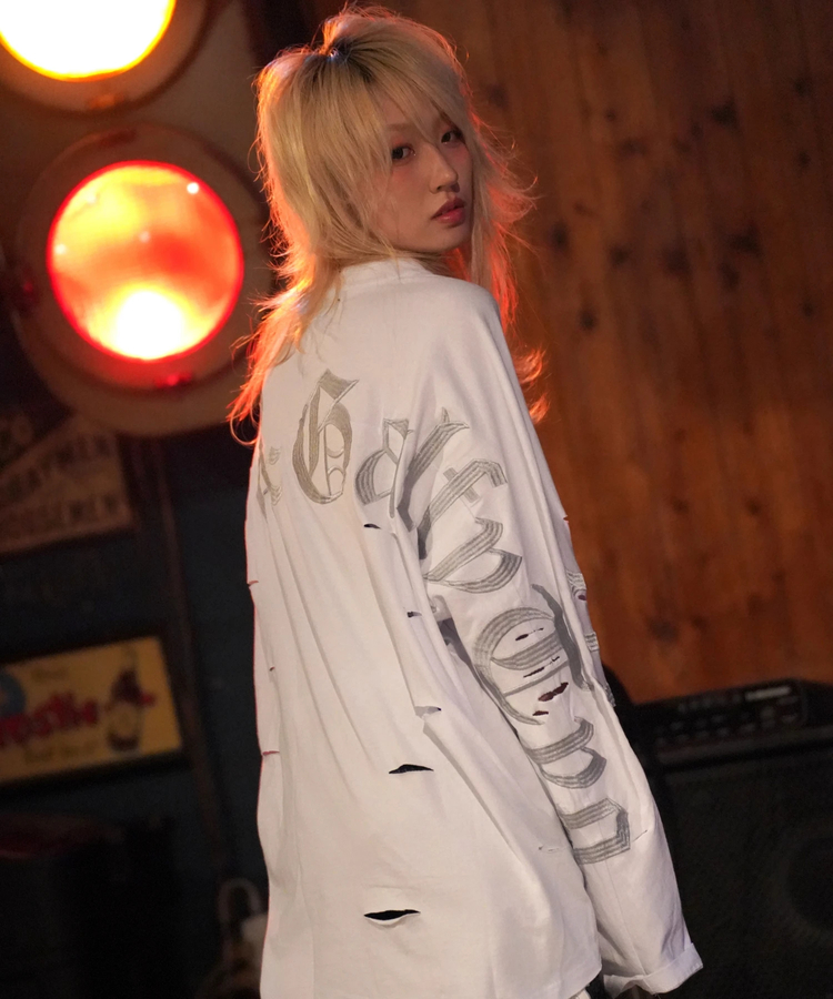 JACKROSE(ジャックローズ) |【GALFY×GALLIS ADDICTION】ぼろぼろ刺繍ロンT(MENS)