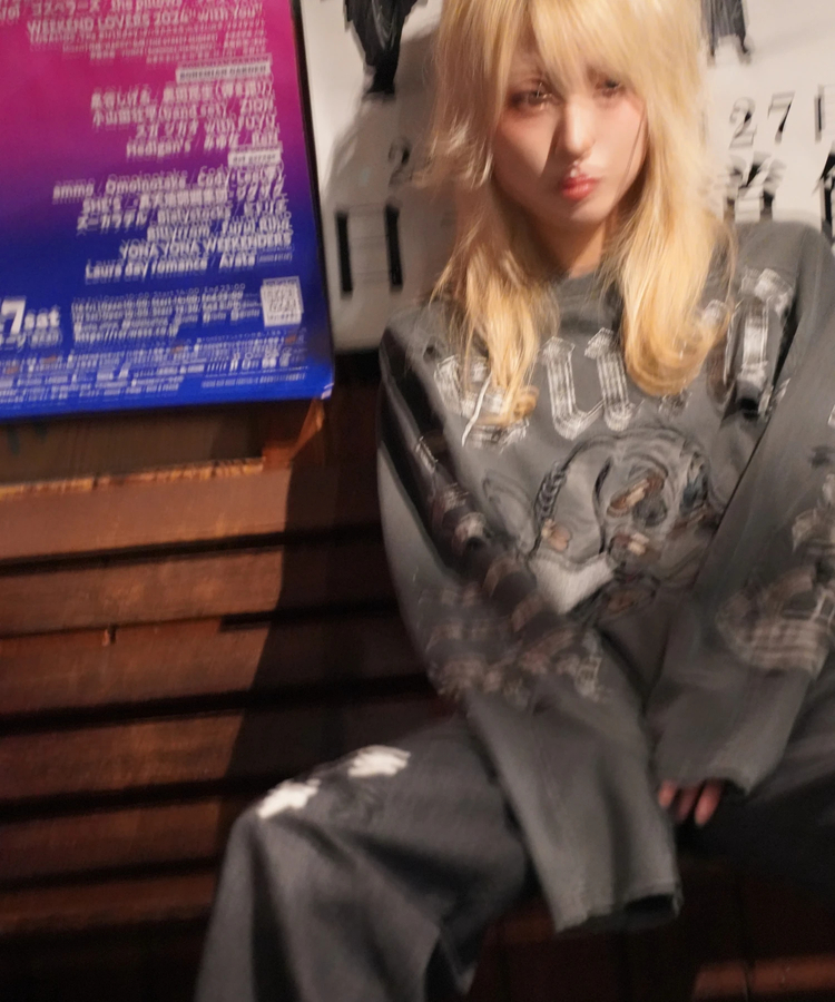 JACKROSE(ジャックローズ) |【GALFY×GALLIS ADDICTION】ぼろぼろ刺繍ロンT(MENS)