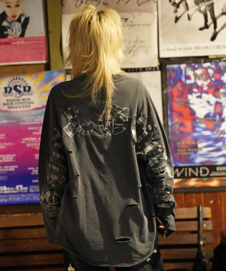 JACKROSE(ジャックローズ) |【GALFY×GALLIS ADDICTION】ぼろぼろ刺繍ロンT(MENS)