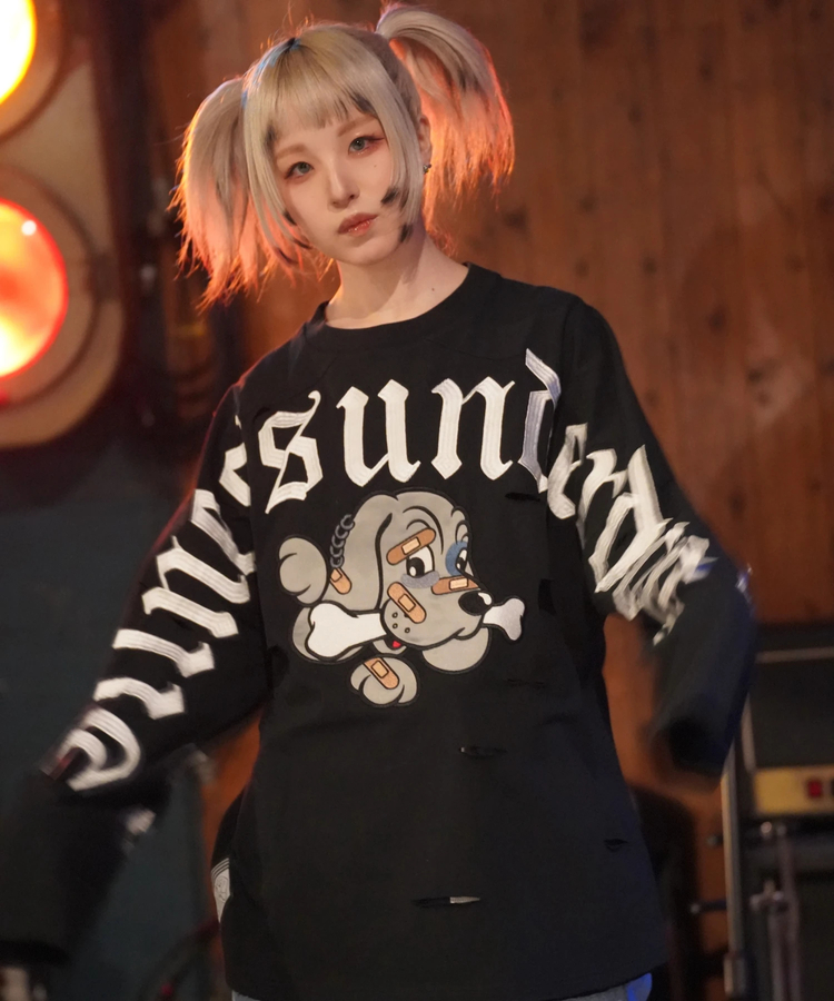JACKROSE(ジャックローズ) |【GALFY×GALLIS ADDICTION】ぼろぼろ刺繍ロンT(MENS)