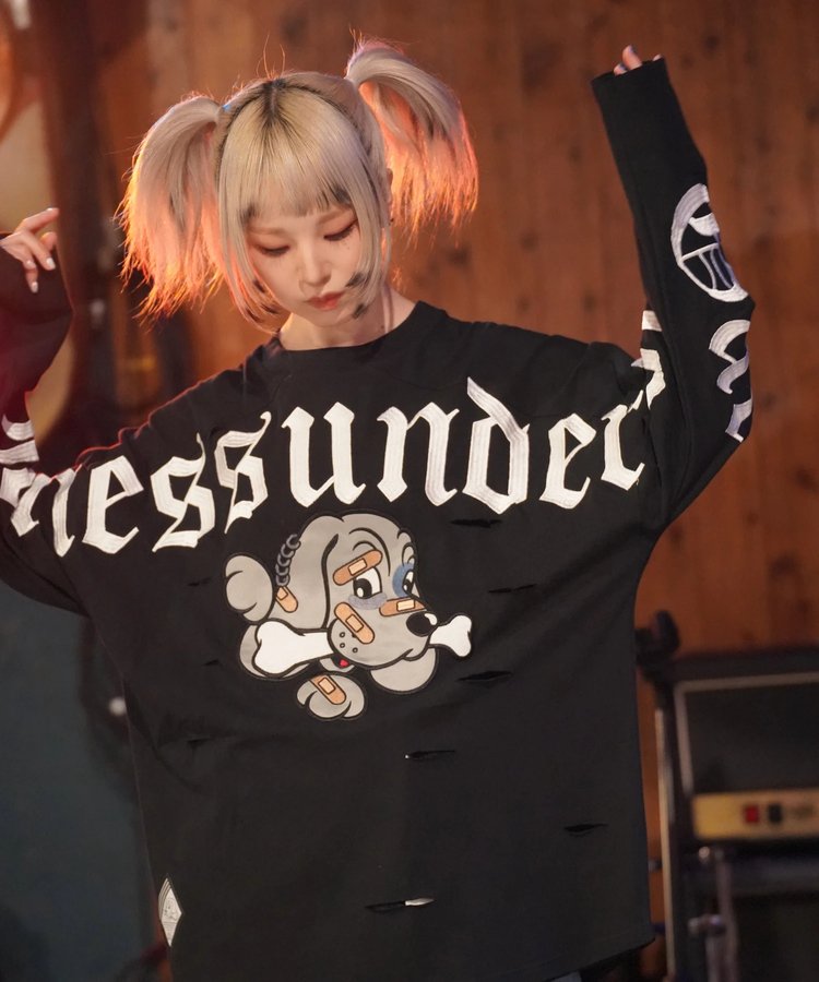 JACKROSE(ジャックローズ) |【GALFY×GALLIS ADDICTION】ぼろぼろ刺繍ロンT(MENS)