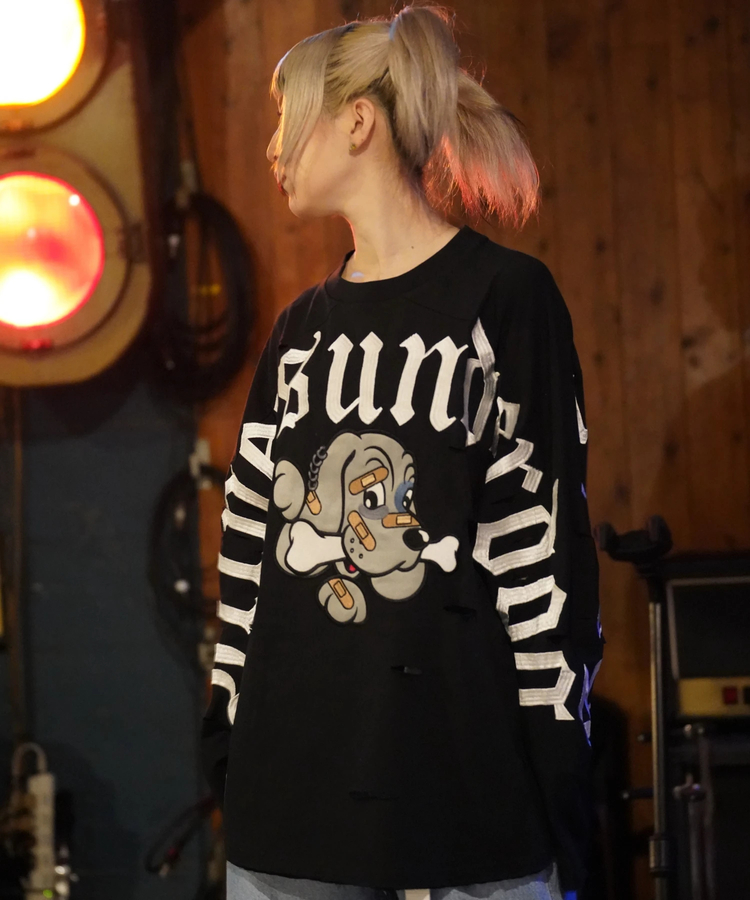 JACKROSE(ジャックローズ) |【GALFY×GALLIS ADDICTION】ぼろぼろ刺繍ロンT(MENS)