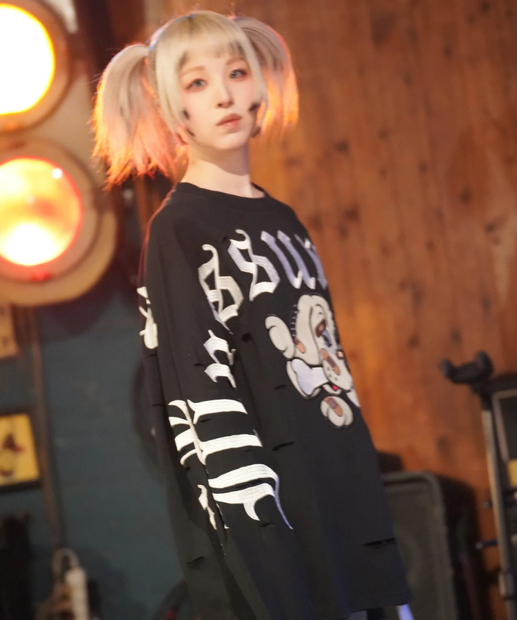 JACKROSE(ジャックローズ) |【GALFY×GALLIS ADDICTION】ぼろぼろ刺繍ロンT(MENS)