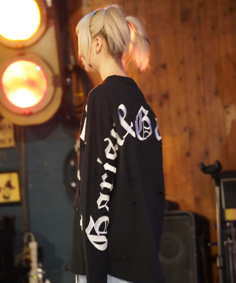JACKROSE(ジャックローズ) |【GALFY×GALLIS ADDICTION】ぼろぼろ刺繍ロンT(MENS)